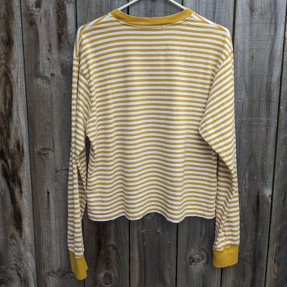 Brandy Melville Stripped Long Sleeve Top Yellow Size Large - Picture 2 of 5